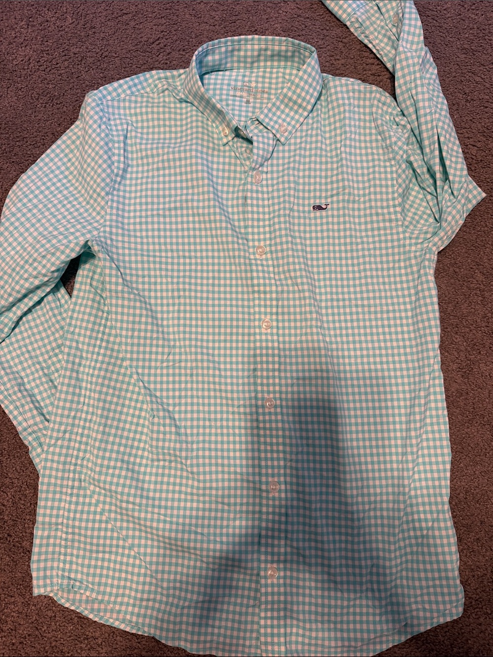 Vineyard Vines Mint & White Gingham Button-Down Shirt